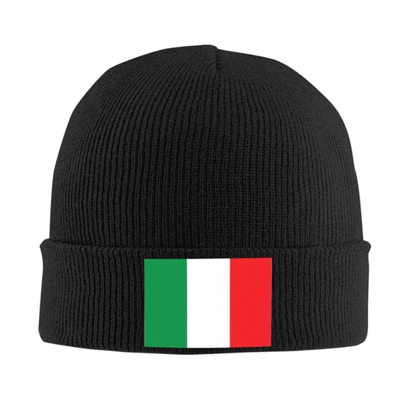 Italian Flag Beanie Hat Knit Hat Skull Cap for Men Women Winter Hat Black