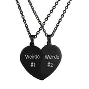 Best Friend Necklaces BFF Necklace for 2 Friendship Valentines Day Gifts Split Heart Necklace Weirdo 1 Weirdo 2 Best Friends Forever Pendant Set