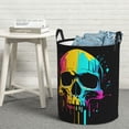 thumbnail image 3 of DouZhe Waterproof Collapsible Large Laundry Baskets, Hip Hop Angry Skull Prints Circular Hamper with Handles, 3 of 7