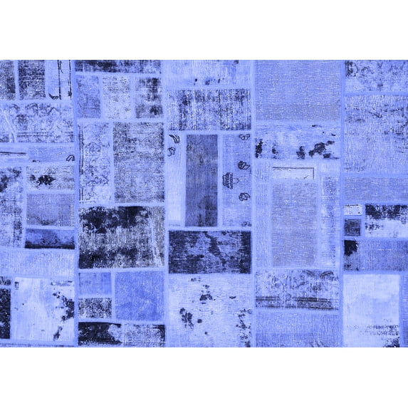 Ahgly Company Machine Washable Indoor Rectangle Patchwork Blue Transitional Area Rugs, 7' x 10'