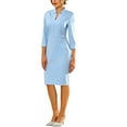 thumbnail image 2 of INSPIRE CHIC Women's Sheath Dress Zipper Collar Pencil Wear-to-Work Dress, 2 of 5