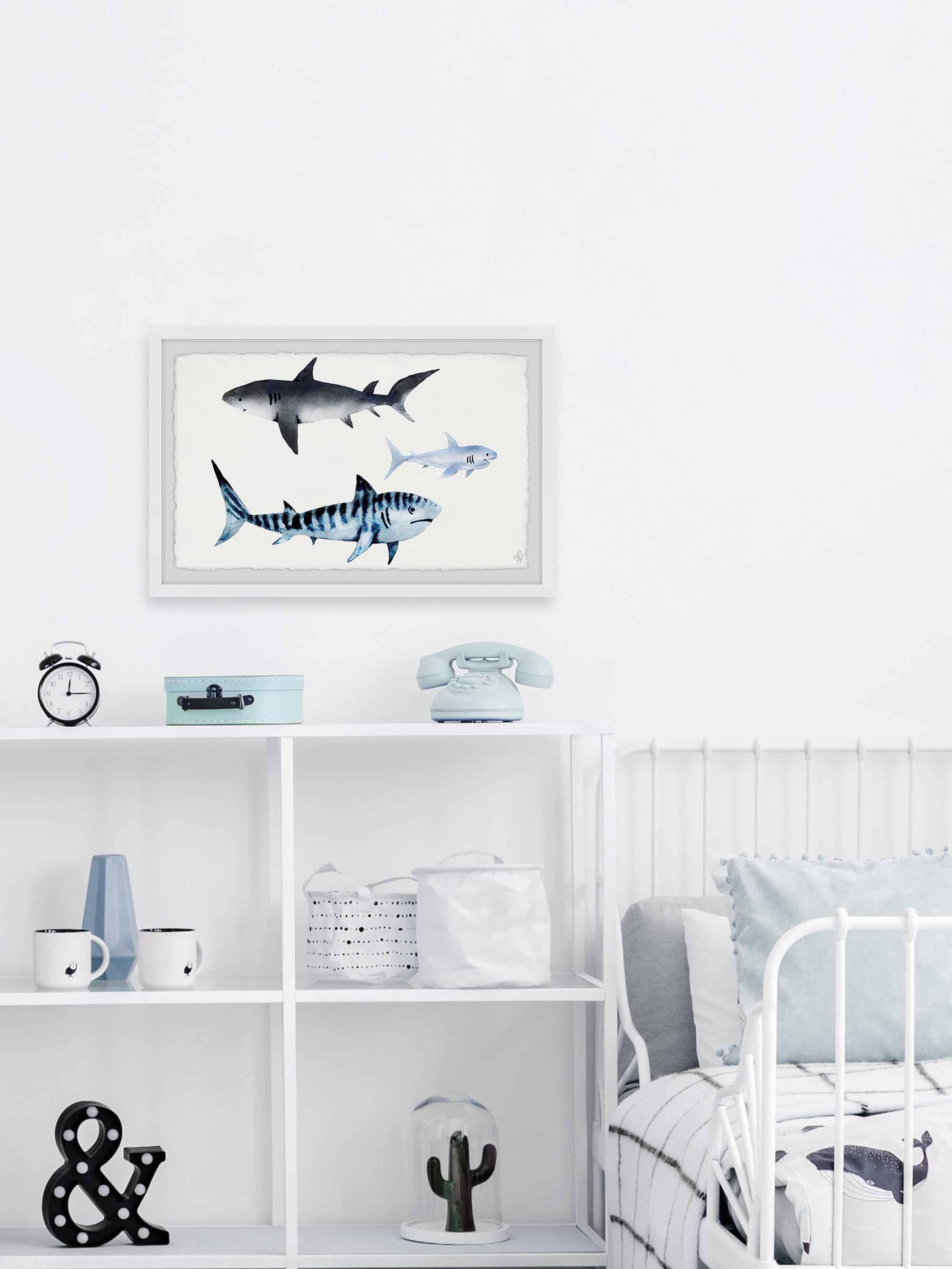 Marmont Hill The Sharks Framed Wall Art, 36.00" x 1.50"