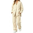 thumbnail image 2 of Zormilly Sweatsuits Women 2 Piece Outfit Button Down Jackets Straight Leg Sweatpants Fall Outfit Sets with Pockets, S-2XL, 2 of 5