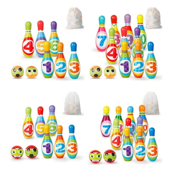Esaierr Toddler Bowling Set Sports Toys Puzzle Digital Bowling Ball Throwing Circle Set Toys 3-12 Years Kids Toys