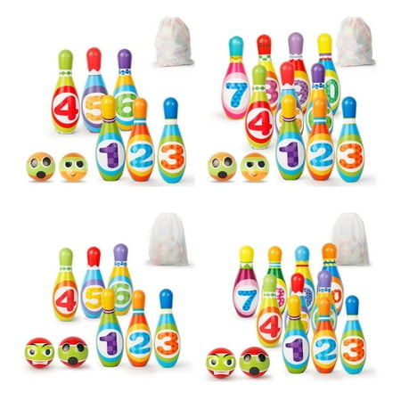 Esaierr Baby Toddler Toys Toddler Bowling Set Sports Toys Puzzle Digital Bowling Ball Throwing Circle Set Toys 3-12 Years Kids Toys 12PCS