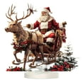 thumbnail image 2 of HmNPlay Flat Acrylic Christmas Santa Sled Decoration with Stable Base, Indoor Outdoor Festive Sign Art for Home Bedside Table Living Room Window, Full Color Print, 1 Count, 2 of 9