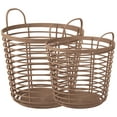 thumbnail image 1 of PRISP Oaka Home Storage Baskets - Set of 2 Decorative Multipurpose Bins with Handles for Throw Blankets, Laundry, Toys and Organization in Living Room, Bedroom and Bathroom, 1 of 9