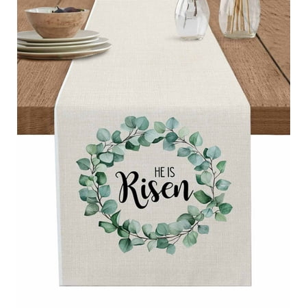 

Eucalyptus Leaves Table Runner Vintage Simple Botanical Plants Tablerunners 13 x 120 Inch Table Decorations Tabletop Scarf for Summer Gathering Holiday Farmhouse Kitchen Dining Decor