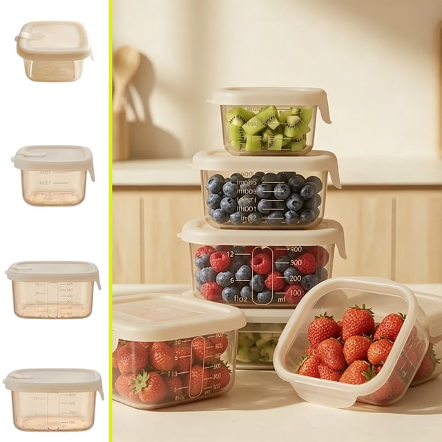 CQCYD 4Pcs Silicone Food Storage Container, BPA-Free Freezer Fridge Safe, Microwave Dishwasher Friendly, Stackable Silicone Food Storage Container for Meal Prep Leftover and Kitchen Organization