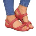 thumbnail image 4 of asdoklhq Sandals Women,Women's Summer Solid Color Hollow Out Wedge Comfortable Soft Women's Sandals, 4 of 5