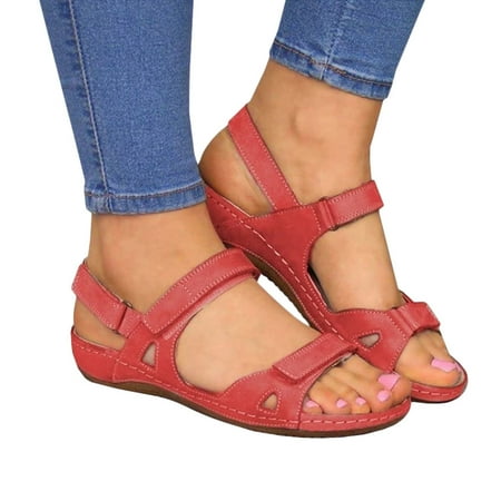 

Womens Flat Sandals Casual Walking Sandalas Ankle Strap Flat Sandals Summer Shoes Solid Color Open Toe Sandal