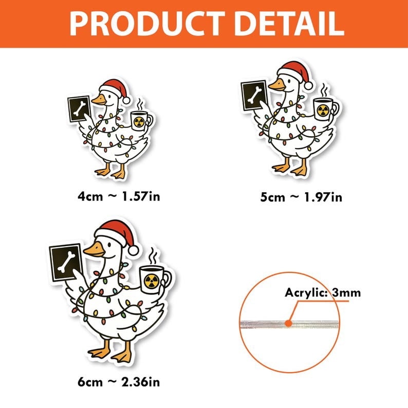 TiniDecor Christmas X-Ray Goose Badge Reel, Funny Radiology Retractable ID Holder, Holiday Nurse Gift