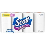 Scott 1000 Toilet Paper, 8 Rolls, Septic-Safe, 1-Ply Toilet Tissue