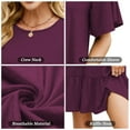 thumbnail image 3 of SHIBEVER Womens Dresses Summer Short Sleeve Mini Dress Casual Crewneck Ruffle Hem Smock Swimming Skirts Loose Shirt Dresses, 3 of 9