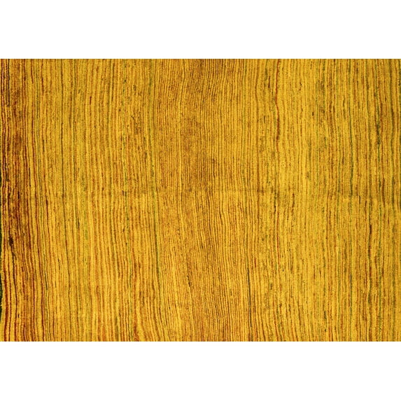 Ahgly Company Machine Washable Indoor Rectangle Abstract Yellow Modern Area Rugs, 2' x 4'