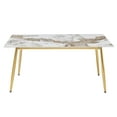 thumbnail image 4 of LeisureMod Zayle Mid-Century Modern Dining Table with a 71" Sintered Stone Rectangular Table Top and Gold Steel Base for Kitchen and Dining Room, White Grey, 4 of 9