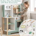 thumbnail image 6 of Costway Play Kitchen with Chalkboard Microwave Stove Dish Rack Faucet Sink Accessories Green + White, 6 of 9