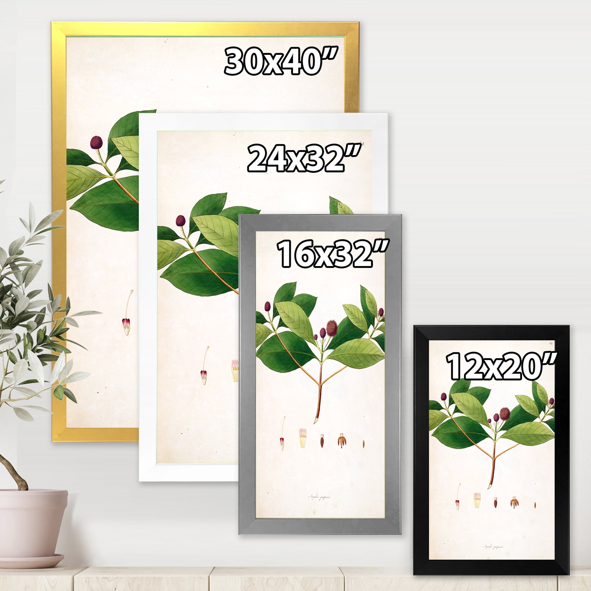 Designart 'Ancient London Plants X' Farmhouse Framed Art Print