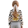 thumbnail image 2 of COEQINE Lightweight Girls Crop Sweatshirt, Warm Long Sleeve Fall Winter Top, Soft Breathable Loose Fit Pullover for Kids Age 9-10, Cow Print Highland Cow Sunflower, 2 of 7