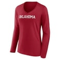 thumbnail image 2 of Women's Crimson Oklahoma Sooners Arch Long Sleeve V-Neck T-Shirt, 2 of 3