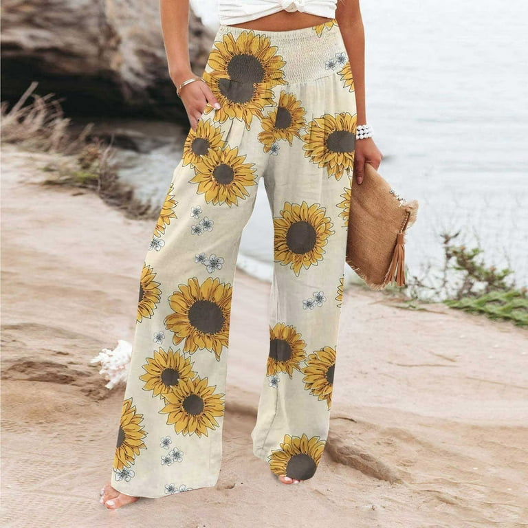 Wide Leg Pants for Women, Women'S Elastic High Waist Solid Color Casual  Loose Long Pants with Pockets Outlet Deals Overstock Clearance Ofertas  Relampago #4 