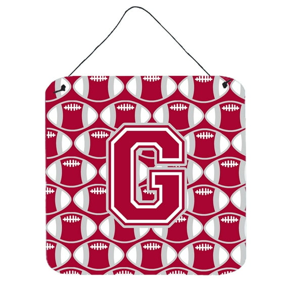 Letter G Football Crimson grey and white Wall or Door Hanging Prints