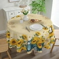 thumbnail image 3 of Verolix Sunflower Round Tablecloth 60 Inch, Floral Farmhouse Table Cover for Dining Table Decoration, 3 of 5