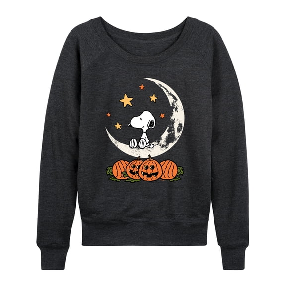 Peanuts - Snoopy Halloween Moon - Women's French Terry Long Sleeve Pullover