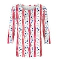 thumbnail image 3 of Patlollav 3/4 Length Sleeve Womens Tops Independence Day Print Loose Fit Crewneck T Shirts Three Quarter Length Tunic Tops, 3 of 6