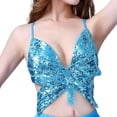 thumbnail image 3 of Top corto de lentejuelas Yinane mariposa azul para mujer, 3 of 8
