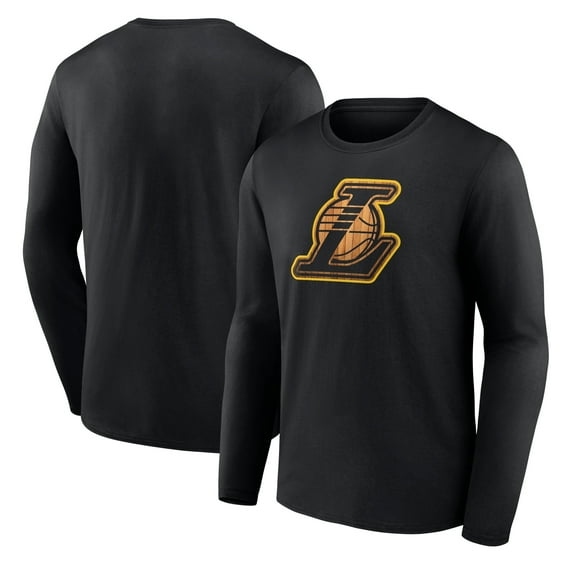 Men's Black Los Angeles Lakers Hardwood Long Sleeve T-Shirt
