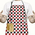 thumbnail image 2 of Red Black White Checkered Pattern Apron-Garden Aprons for Women with Pockets-Cotton Linen Waterproof Kitchen Cooking Gardening Aprons Adjustable for Kitchen,Cooking,BBQ and Salon 33x27 Inch, 2 of 7