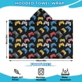 thumbnail image 2 of Multicolor Controllers Games Icons Black Pattern Hooded Bath Towel，60"x35" for Ages 3 To 12 Kids, Quick Dry Lightweight Soft Microfiber Hood Beach Towel Cover Up for Kids, 2 of 7