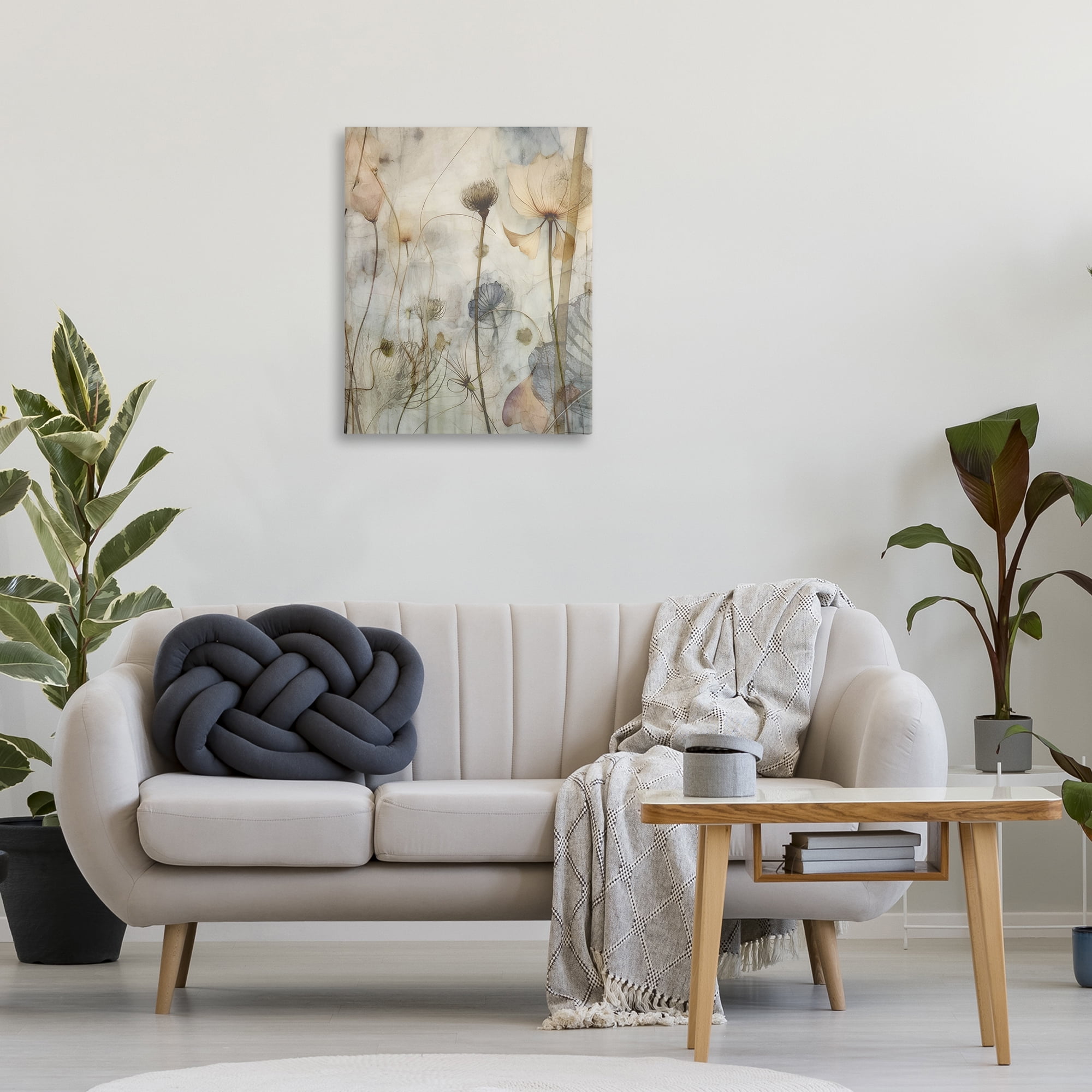 Stupell Industries Subtle Botanicals Pattern Plants & Flowers Painting Wrapped Canvas Art Print Wall Art, 24 x 30
