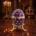 thumbnail image 2 of Jeweled Golden Arches on Purple Enamel Royal Inspired Imperial Easter Egg 2.25 Inches, 2 of 7