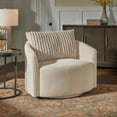 thumbnail image 2 of Weston Home Killarney Oversized Wale Corduroy Swivel Accent Chair with Furry Channel Pillow, Beige/Taupe Pillow, 2 of 9