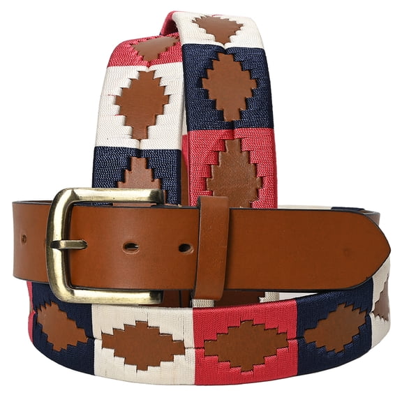 BE BAR H EQUINE Western Genuine Leather Men And Women Belt Embroidered Pink Blue & White