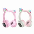 thumbnail image 2 of LED Cat Ear Headphones Noise Cancelling Bluetooth 5.0 Adults and Kids Headset Support TF Card FM Radio With Mic Wireless+Wired, 2 of 20