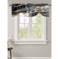 thumbnail image 2 of Tie Up Valance Curtain for Kitchen,Modern Natural Marble Stone Rod Pocket Short Curtains Adjustable Tie-Up Shade Valances,Black Gold Stripe Ombre Art Window Treatment for Bathroom Living Room Bedroom, 2 of 8