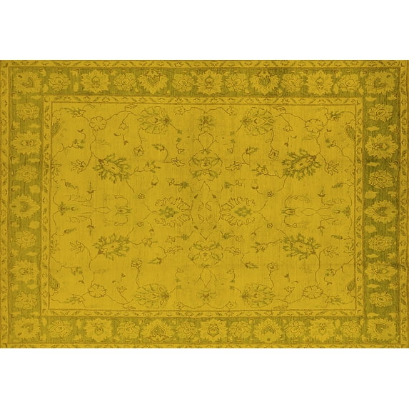 Ahgly Company Indoor Rectangle Oriental Yellow Industrial Area Rugs, 7' x 9'
