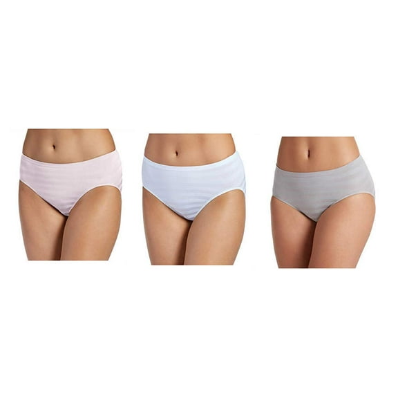 Jockey Women 3-Pack Seamfree Hi Cut Stretch Panty 1231016 Grey/White/Pink 6