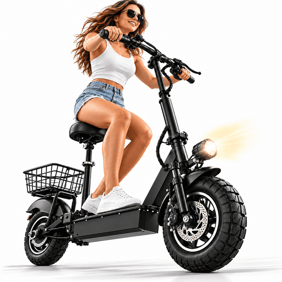 Pikabike 1600W Peak Electric Scooter for Adults with Seat, 40 Miles Range, 25MPH, 10" Fat Tire, UL2272 Certified