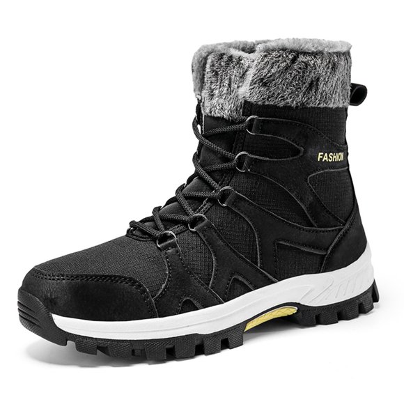 YOUSNH Couples Winter Plus Thick Snow Boots Warm Lace up Boots for Men And Women Boots for Lady Black 7