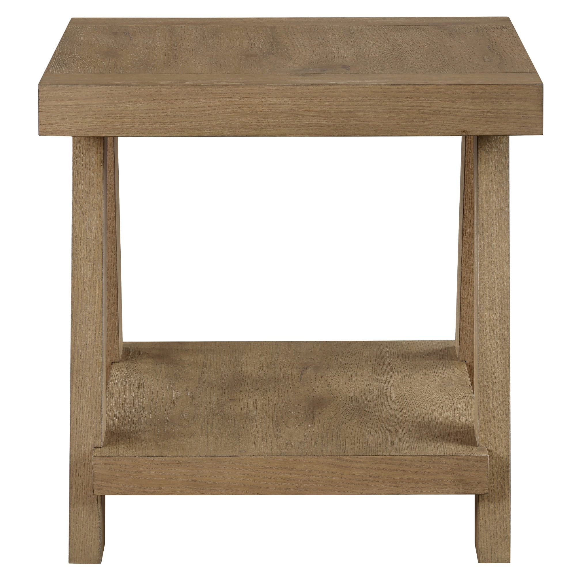 Steve Silver Orinda Modern Square End Table with Bottom Shelf, Warm Caramel