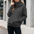 thumbnail image 2 of MaFYtyTPR Women's Cowl Neck Hoodie with Face Cover Casual Pullover Hooded Sweatshirt with Pocket Fall Winter Outdoor Warm Tops 01-Dark Gray S, 2 of 6