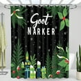 thumbnail image 1 of Festive Black Christmas Shower Curtain with Greenery, Snowflakes, 1 of 5