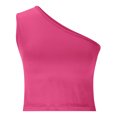 thumbnail image 5 of Women Hot Tank Tops Spring And Summer One Shoulder Tight Tops Plain Solid Fashion Comfortable Cool Lightweihght Breathable Sleeveless Going Out Slim Fitted Camisole, 5 of 7