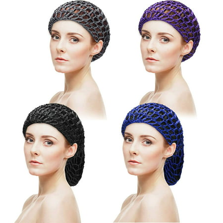 4 Pieces Mesh Crochet Hair Net Crocheted Hair Net Cap Snood Women Hairnet  Snoods Cover Ornament,