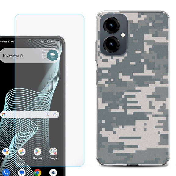 Shockproof Phone Case for Cricket Icon 2026, with Screen Protector, by OneToughShield - Digital Camo