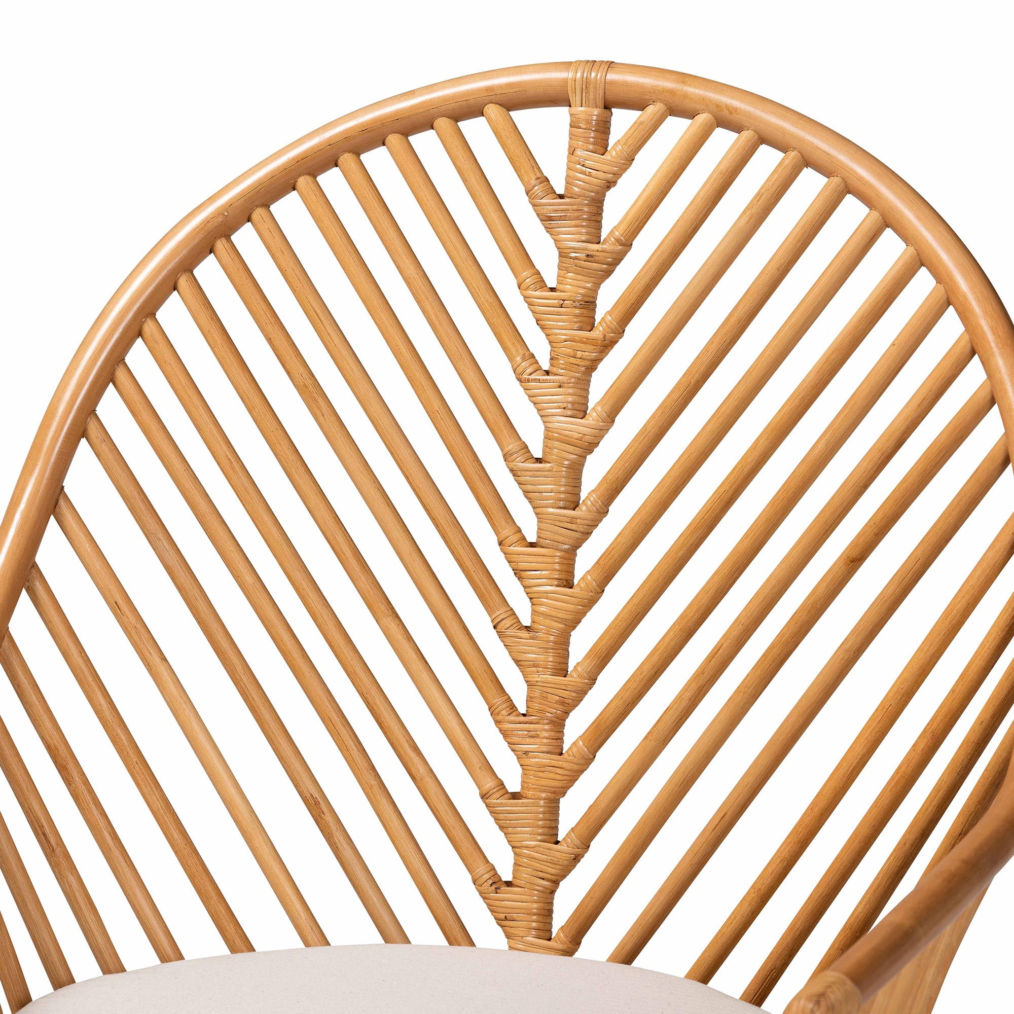 Bali and Pari Lisabon Bohemian Natural Rattan Fabric Polyurethane Foam Chevron Removable Cushions Armchair, Light Honey